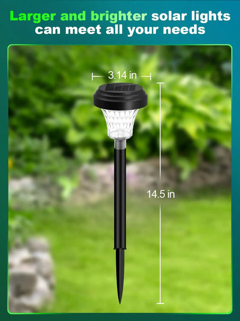 Seven Pack Solar Pathway Lights With RGB Color Changing And A Lit Warm White Glow IP67 Waterproof Outdoor LED Path Lights 14.5 inches