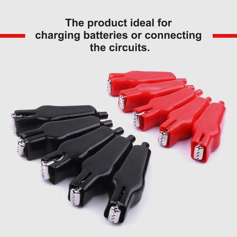 Heavy Duty 20 Amp Insulated Spring Loaded Alligator Clips For Electrical Testing, Truck Battery Connection, Red and Black, 72mm Long