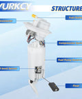 Straight Bolt On Professional Grade Electric Fuel Pump Module Assembly For 2004 To 2007 Dodge Caravan Chrysler Voyager Town And Country L4 V6 Engines Replacement with labeled parts.