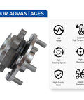 Side view of Pair Front Wheel Hub And Bearing Assembly 513298 Fits 2008 2013 Nissan Rogue with feature icons