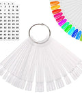 50 Piece Nail Swatch Sticks With Ring and Numbered Tips, Clear Fan Display for Nail Art Practice and Color Organization