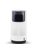 Front view of Portable Evaporative Air Cooler For Bedroom And Office Electric Standing Cooling Fan in white. Compact design.