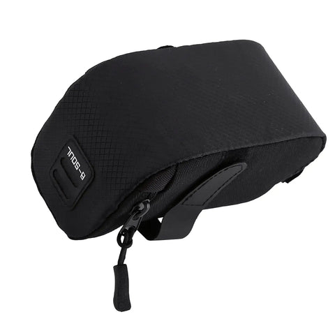 Under Seat Bike Bag With 3D Shell Ultra Lightweight 0.75L Storage Pouch For Riders Easy Hook And Loop Strap On Quick Install Polyester Durable Waterproof Black