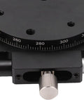 Dead Nuts Accurate Axis Rotating Slide Table Fine Tuning Optical Sliding Stage Manual Displacement Platform showing knobs and scale.