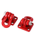 Red metal tow hook set for SCX24 TRX4M one twenty fourth and one eighteen RC crawlers, four piece recovery kit