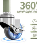 Close-up of 360-degree rotating metal wheel on Three Tier Rolling Cart Storage Organizer With Metal Wheels Pegboard Hooks And Bins For Bathroom Kitchen Office Nursery And Craft Rooms A Sturdy Mobile Utility Cart For Diapers Books Art Supplies And More