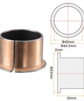 Straight Heavy Duty Flanged Sleeve Bearings With Oilless Bronze Sintered Build 40Mm Bore X 44.5Mm Od showing dimensions and design.