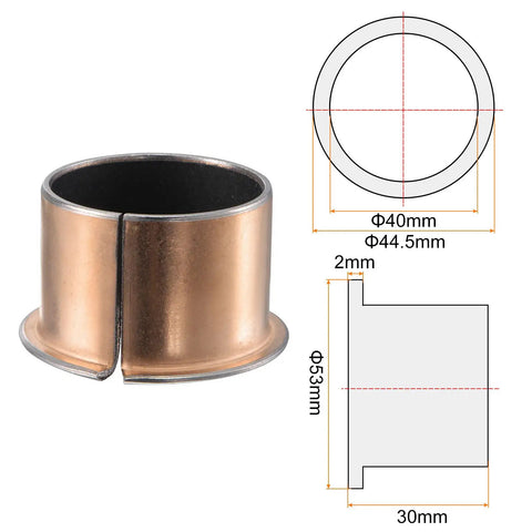 Straight Heavy Duty Flanged Sleeve Bearings With Oilless Bronze Sintered Build 40Mm Bore X 44.5Mm Od showing dimensions and design.