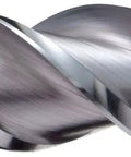 Close-up of Carbide Square Nose End Mill Pro Grade Extra Long Reach For Aluminum And Nonferrous showing 3 flutes and TiCN finish.