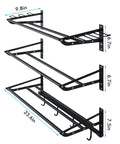 Three Tier Wall Mounted Gear Organizer With Ball Rack Bat And Racket Holders And Four Helmet And Accessory Hooks Heavy Duty Garage Storage In Glossy Black