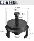 Heavy Duty Harmonic Balancer Puller Kit For Crank Pulley Removal With A Zero Hassle Clip Grip, showing size dimensions.