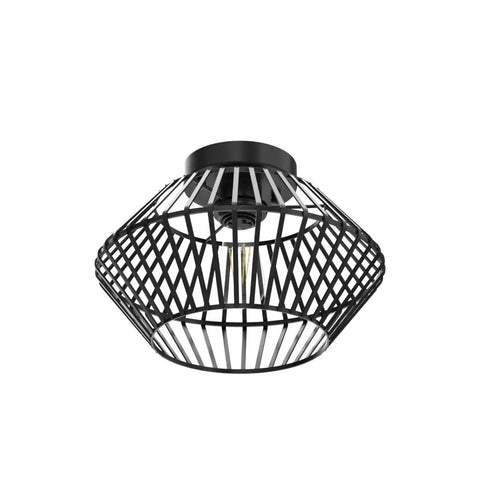 Black Flush Mount Ceiling Light With Dope Metal Cage Design And Industrial Vibe For Hallways Kitchens Porches And Bedrooms Vintage Farmhouse Style