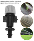 50 Piece Misting Nozzle Set For Garden Drip Irrigation, Durable Plastic Construction, shown with adjustable flow examples