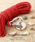 Neosmuk fishing magnet with red cord and carabiner for underwater treasure retrieval.