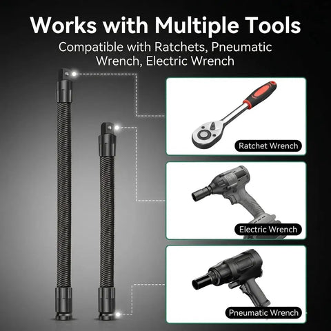 Half Inch Flexible Shaft Extension For Torque Socket And Ratchet, Bendable Accessory For Hard-To-Reach Bolts with compatible tools