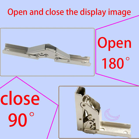 Two views of 10 Piece 90 Degree Folding Hidden Hinge Brackets for Tables and Cabinets, showing open and closed positions.