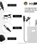 Lavalier Lapel Microphone With Unidirectional Cardioid Condenser For Shure Wireless Bodypack Transmitter Systems Mini XLR
