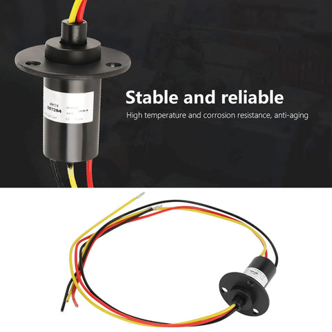 Mini Slip Ring For Three Wire Setup 15A 0 To 600V 150RPM Wind Generator Component With Durable Plastic Housing And Smooth Power Transfer For Rotating Gear, black three-wire slip ring with mounting flange