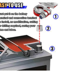 Heavy Duty Car Battery Terminal Adapters Slick Pure Lead Post Shims attached to a battery terminal for easy installation.