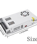 Power Up Your Rig With This 12V DC Power Supply 50A 600W Universal AC To DC Converter dimensions labeled, top view