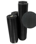 Fine Rib Corrugated Rubber Floor Mat Runner 3 Ft By 20 Ft Black No Slip Built Tough Debris Scraper rolls with texture detail.