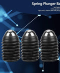 Heavy Duty Carbon Steel Ball Spring Plungers Set With Hex Socket Screws For Mechanic Projects And Shop Builds Quick Swap Design With Rock Solid Grip Must Have Gear For Any Garage Crew. M12 carbon steel plungers in a group.
