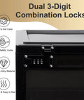 24 Liter Combination Lockable Storage Box For Personal Items Office Locker School Medicine Snacks Phones Electronics Home Keep Your Stuff Safe And Secure showing dual 3-digit combination locks with durable alloy material.