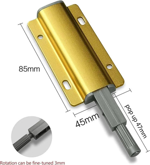 Gold Magnetic Push To Open Cabinet Latches Two Pack Heavy Duty Door Catch And Drawer Closers With Spring Plunger Easy Press To Latch