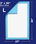 Heavy Duty Disposable Bed Pads For Incontinence With Serious Soak Power And No Drip Drama 23 By 36 Inches showing size and material texture.