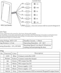 Diagram of Read-Only Wiegand 26/34 Proximity Card Reader 125KHz Waterproof IP68 with wiring details and specifications.