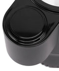 Close-up of Portable Electric Car Cup Cooler Warmer And Heated Travel Coffee Mug With Aluminum Finish for car use.