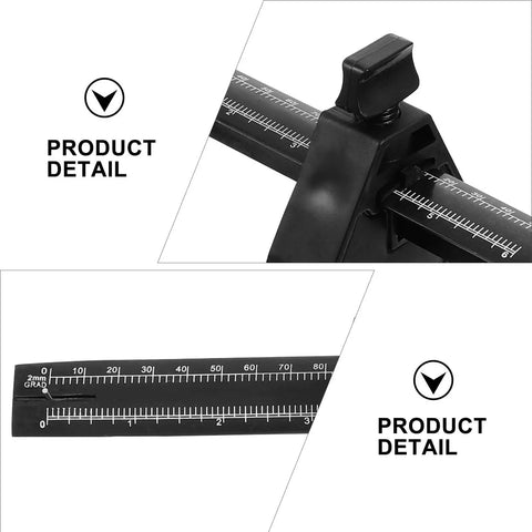 Close-up of Dead On Precision Carpentry Scriber Mortise Marking Gauge showing scale markings for accurate measurement.