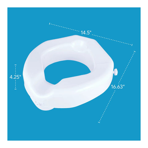 Raised Toilet Seat With Extra Wide Opening Adds 4.25 Inches Of Height For Seniors And Handicap No Tools Required Easy Install Riser