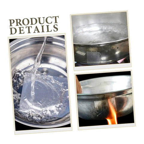 Leak Proof Aluminum Repair Patches For Pots And Pans 10 Sheet Kit Easy To Use Adhesive in use on cookware surfaces