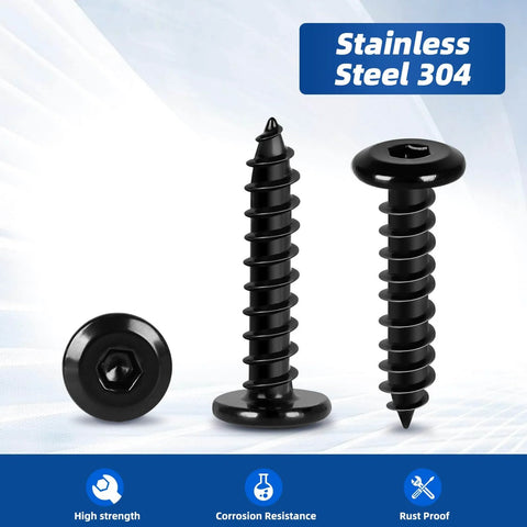 Heavy Duty M4 x 20mm Flat Head Socket Cap Self Tapping Screws Countersunk Wood Screws Made From 304 Stainless Steel 18-8 With Black Finish And Allen Hex Drive 50 Pack For Real World DIY Projects