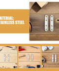 18 Piece Metal Mending Plates And Flat Wall Brackets Set with stainless steel construction on wooden surface with tools.