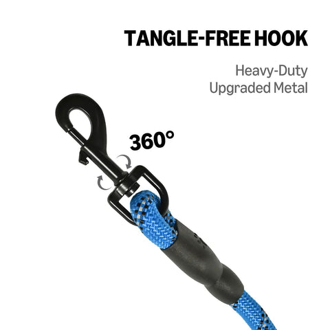 Built Tough Heavy Duty Round Dog Leash Featuring A Comfy Cushioned Grip Handle And Durable Recycled Polyester Rope Perfect For Daily Strolls And Pup Training Adventures In Blue Six Feet