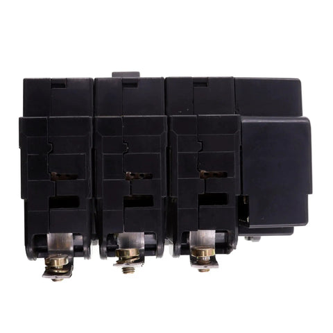 3 Pole Ehb Powerlink Circuit Breaker 277V 20A Black Badge showing three black poles with metallic terminals for reliable protection.