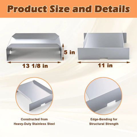 Heat Deflector And Flame Tamer For Pit Boss Pellet Grills Compatible With 700 820 850 1000 1150 1250 1300 1600 Series, dimensions shown