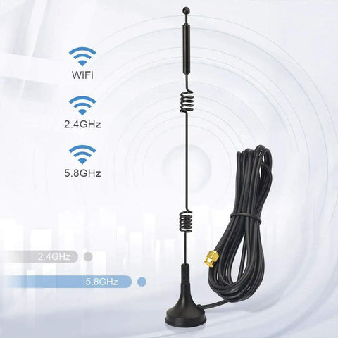 Dual Band WiFi Antennas For Faster Rock Solid Signals 2.4GHz And Five GHz With 9 Dbi Magnetic Base Mimo RP SMA Male Connectors