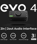 EVO 4 USB Audio Interface Dope Studio Gear With SmartGain Auto Dial DSP Low Latency Mixer And Flexible Routing Matrix