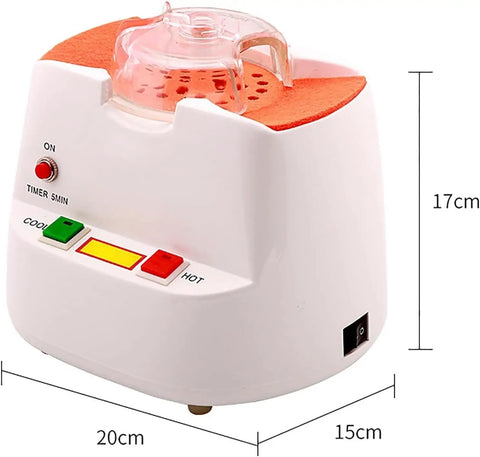 Top Shelf Heavy Duty Eyeglass Frame Heater And Baking Machine Featuring Hot Cold Air Flow And Even Ceramic Heating For Swift Lens Bending Optician Workshop Setup, compact white unit with controls.