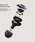 Exploded view of Switch 2 Adjustable Ear Plugs With Three Noise Reduction Modes Quiet Engage Experience For Focus Travel Socializing And Festival Vibes Dial For Instant Relief 20 To 26 dB SNR, showing internal components.