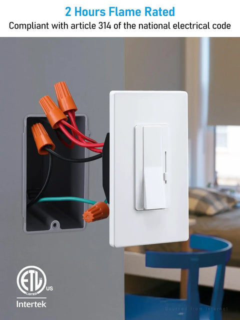 12 Pack 22.5 Cu In Single Gang Electrical Outlet Box For New Work Side Mounted Plug And Play Quick Room Setup Easy Install recessed box with wires