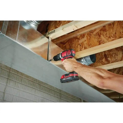 Badass Compact Cordless Drill Driver Kit Featuring Brushed Motor And High Torque Performance designed for securing ductwork in construction.