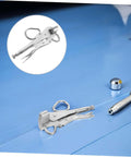 Heavy Duty Auto Body Sheet Metal Clamp Pliers With Wide Duckbill Jaw for welding and metalworking on blue sheet metal surface