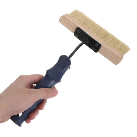 Deck Stain Applicator For Flat Cabinets And Edges Pro Grade Artist Texture Brush shown in hand with ergonomic handle