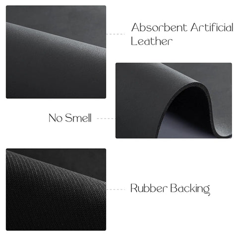 Close-up of 24x20 Inch Washer Dryer Top Mat with no slip rubber backing, absorbent artificial leather surface in navy.