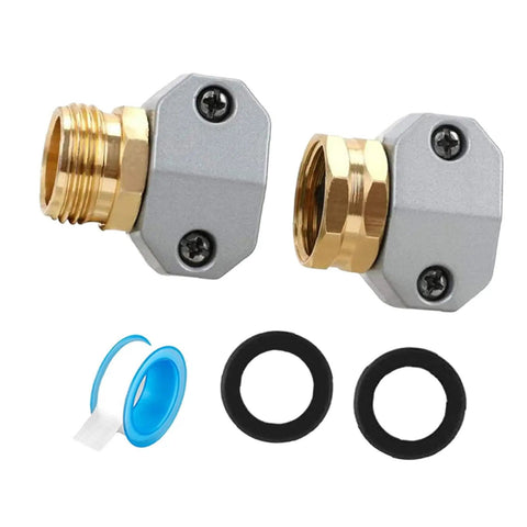 Awesome Garden Hose Repair Kit With Premium Aluminum And Zinc Alloy Couplings For 5/8 Inch And 3/4 Inch Hoses To Fix Leaks Fast And Save Cash On Replacing Pipes. Brass couplings, clamps, and washers