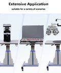 Professional Electric Optometry Lift Table With Motorized Height Adjustment And Smooth One-Button Control For Eyeglass Shops, showcasing various eyeglass equipment.
